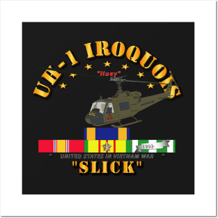 UH-1 - Front Oblique  Vietnam - Slick w VN SVC Medals Posters and Art